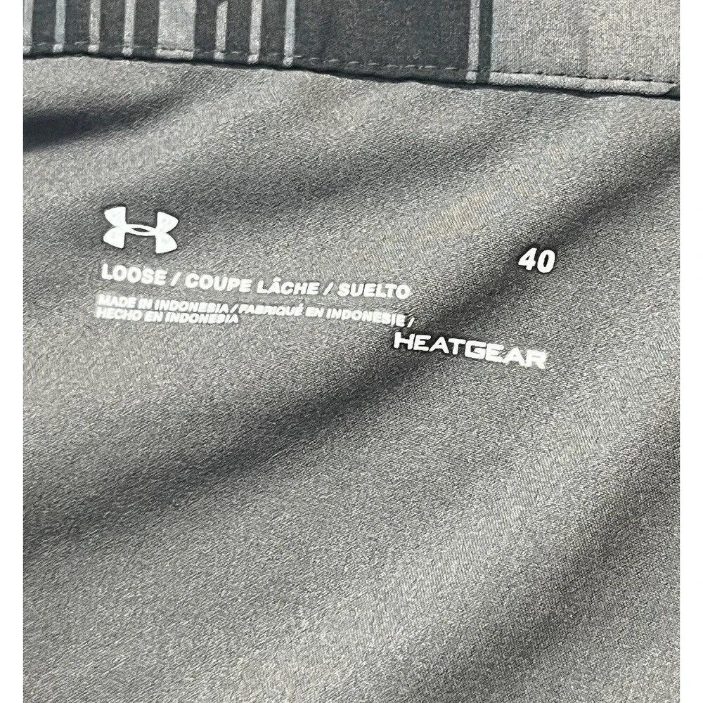 Under Armour Boardshorts Mens 40 Black Geometric AOP Loose HeatGear Swimwear